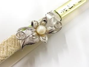 未使用品　パール帯留め・佐賀錦帯締めセット